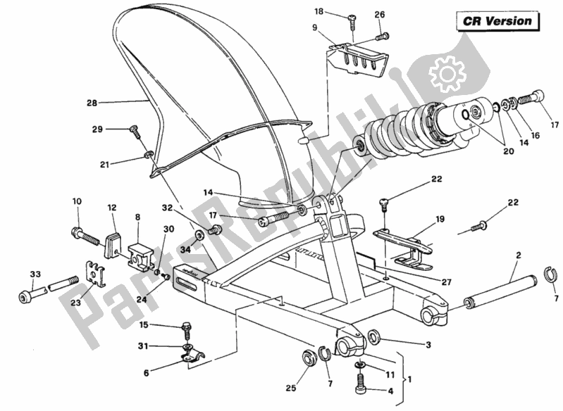 Alle onderdelen voor de Zwenkarm Cr van de Ducati Supersport 900 SS USA 1994